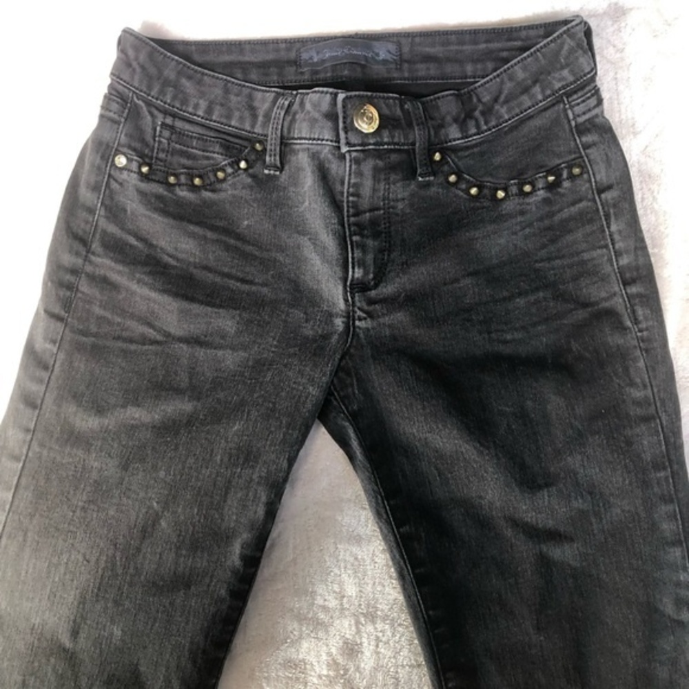 Vintage Juicy Couture Girl's Y2K Black Skinny Denim Jeans Embellishments 12